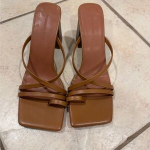 Princess Polly Strappy Square-Toe Women's Sandals in Tan